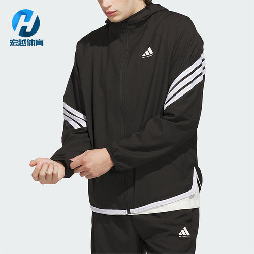 Adidas/阿迪达斯正品JACKET 男士休闲连帽篮球梭织运动外套KA9896