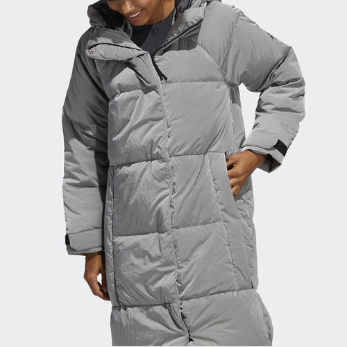 Adidas/阿迪达斯正品女子户外连帽长款保暖运动羽绒服 FT2540