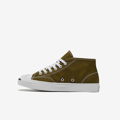 Converse匡威 Jack Purcell男女同款中帮开口笑帆布鞋深绿168521C