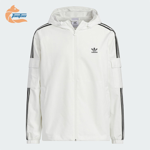 Adidas/阿迪达斯正品三叶草男女同款休闲三条纹梭织外套KB1944