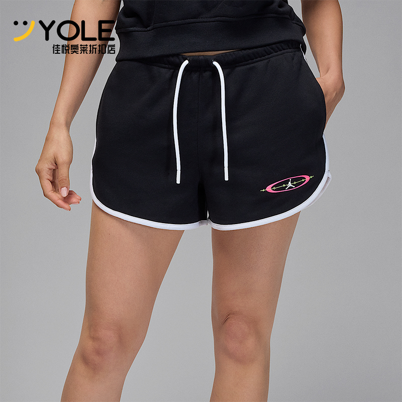 Nike/耐克正品JORDAN女士透气印花中腰运动针织短裤IF0068-010