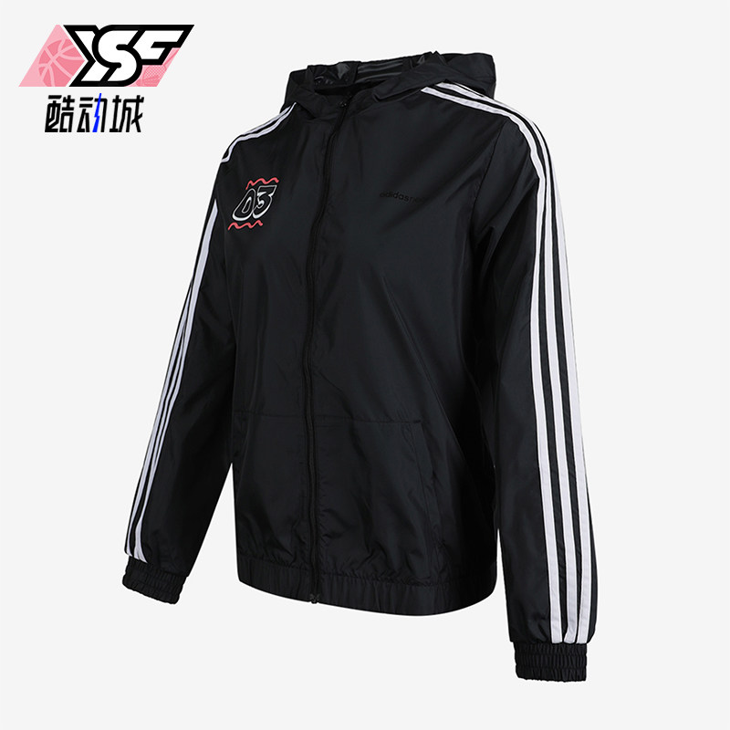 Adidas/阿迪达斯正品新款女士印花经典运动梭织连帽外套GJ5333