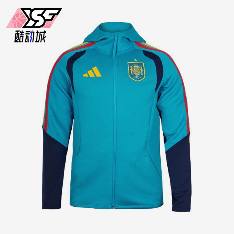 Adidas/阿迪达斯正品新款男蓝藏蓝色足球经典连帽夹克外套KS5202