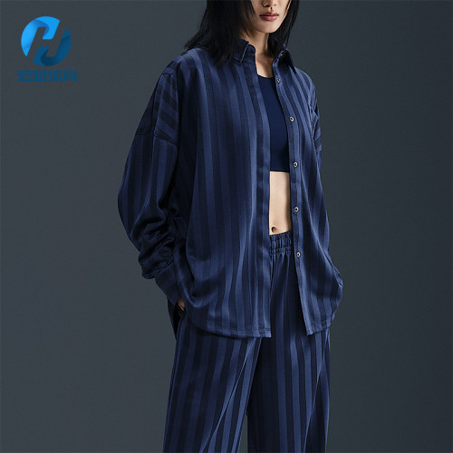 Nike/耐克正品Sportswear女士休闲条纹宽松耐穿衬衫HV1957-410
