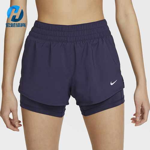 Nike/耐克正品2025女士梭织松紧腰透气二合一运动短裤DX6013-555