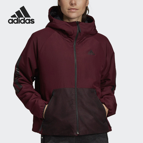Adidas/阿迪达斯正品女子户外保暖防风连帽运动棉服 DZ1516