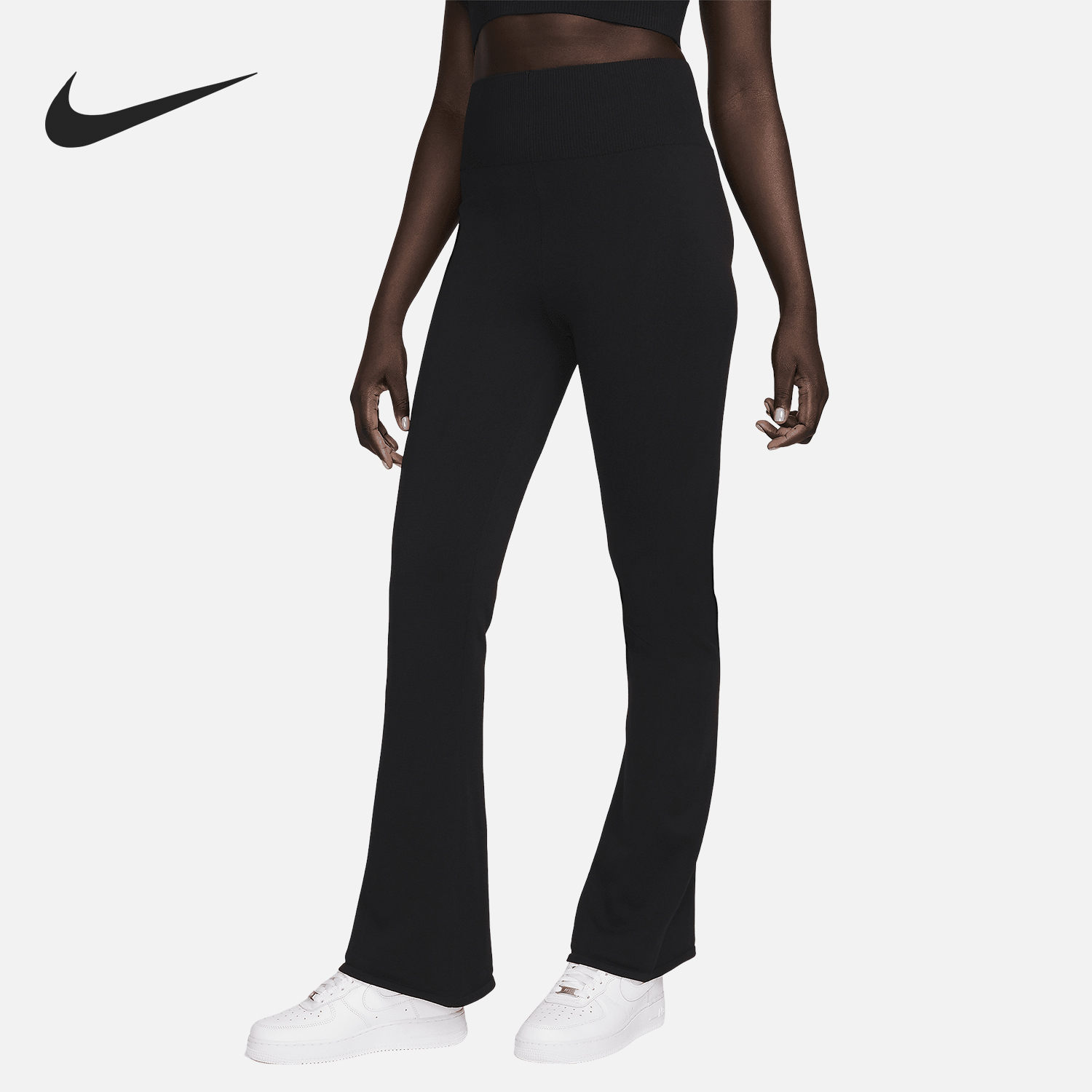 耐克女士紧身高腰针织喇叭长裤