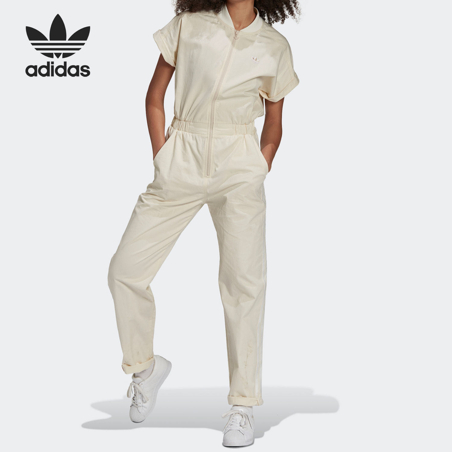 Adidas/阿迪达斯正品三叶草女子舒适休闲运动立领套装 GM5389