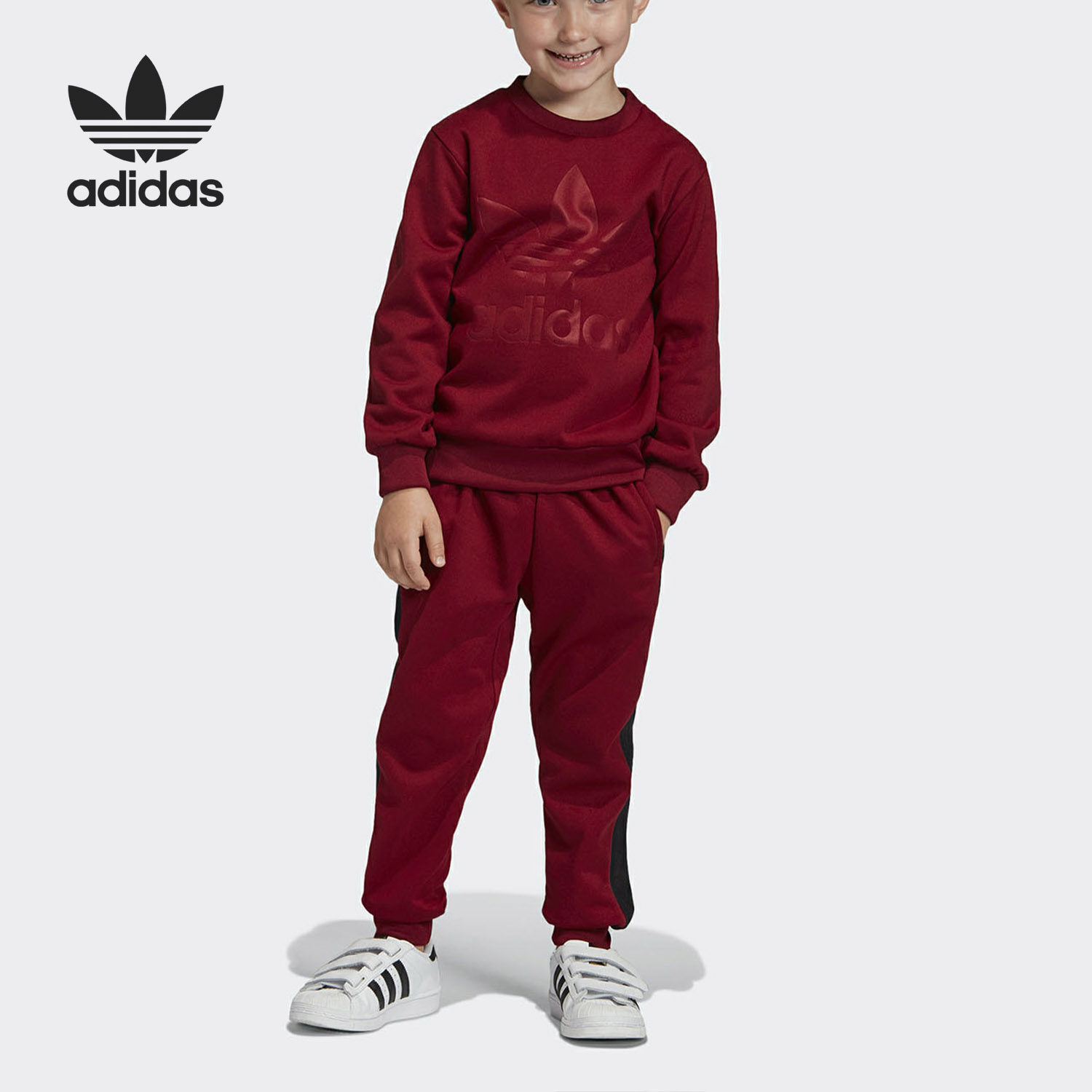 Adidas/阿迪达斯正品三叶草小童秋冬加绒运动卫衣套装 EI7452,童装/婴儿装/亲子装,套装,淘宝优惠券,粉丝福利购,淘宝优惠卷