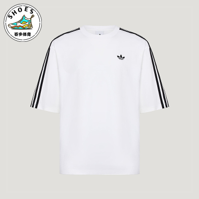 Adidas/阿迪达斯正品三叶草男士日常经典宽松条纹你针织T恤KG6332