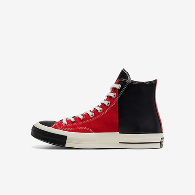 Converse匡威 1970S高帮红色帆布黑色皮质拼接男女休闲鞋168624C