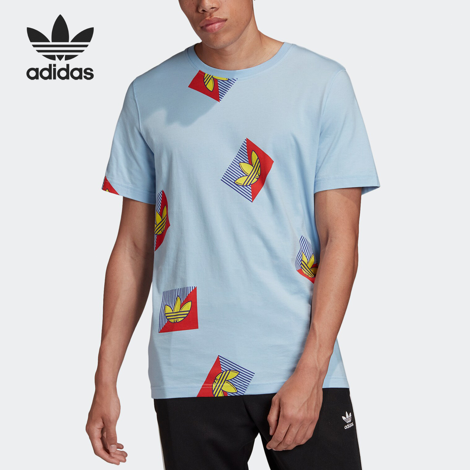 Adidas/阿迪达斯正品三叶草夏季新款男子圆领运动短袖FM3343