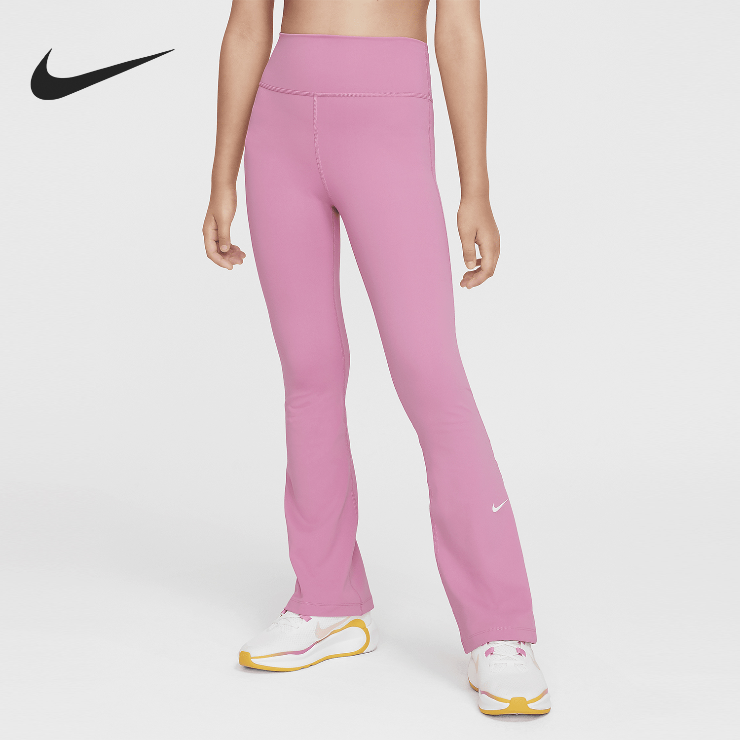 耐克大童高腰运动训练喇叭紧身裤