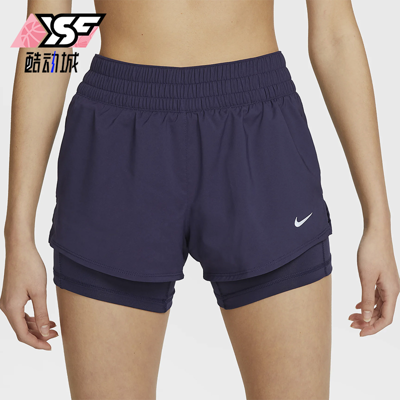 Nike/耐克正品2025女士梭织松紧腰透气二合一运动短裤DX6013-555