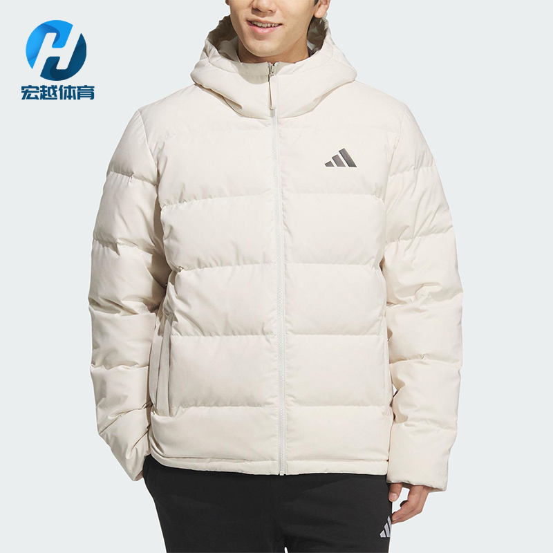 Adidas/阿迪达斯正品2025男士简约运动休闲连帽保暖羽绒服KF4398