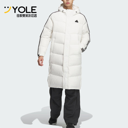 阿迪达斯男女保暖侧开排扣羽绒服