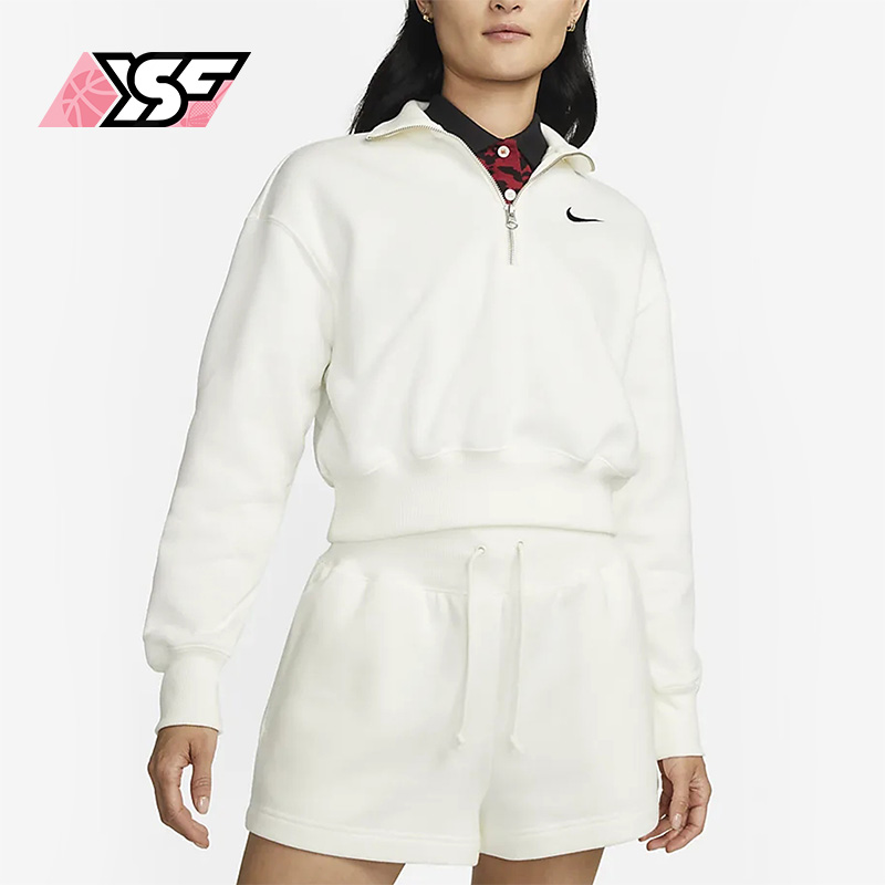 Nike/耐克正品2023新款女子运动加绒半拉链短款卫衣DQ5768-133