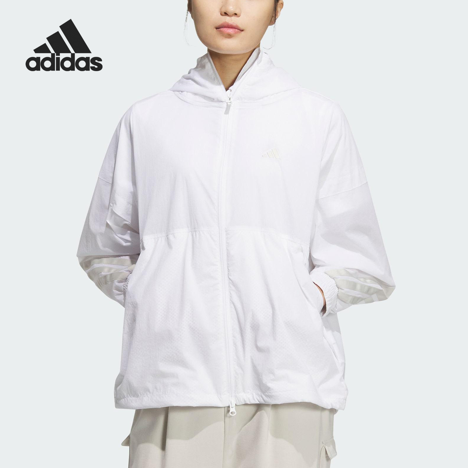 Adidas/阿迪达斯正品DWR FZ女士宽松高尔夫运动外套JF4595