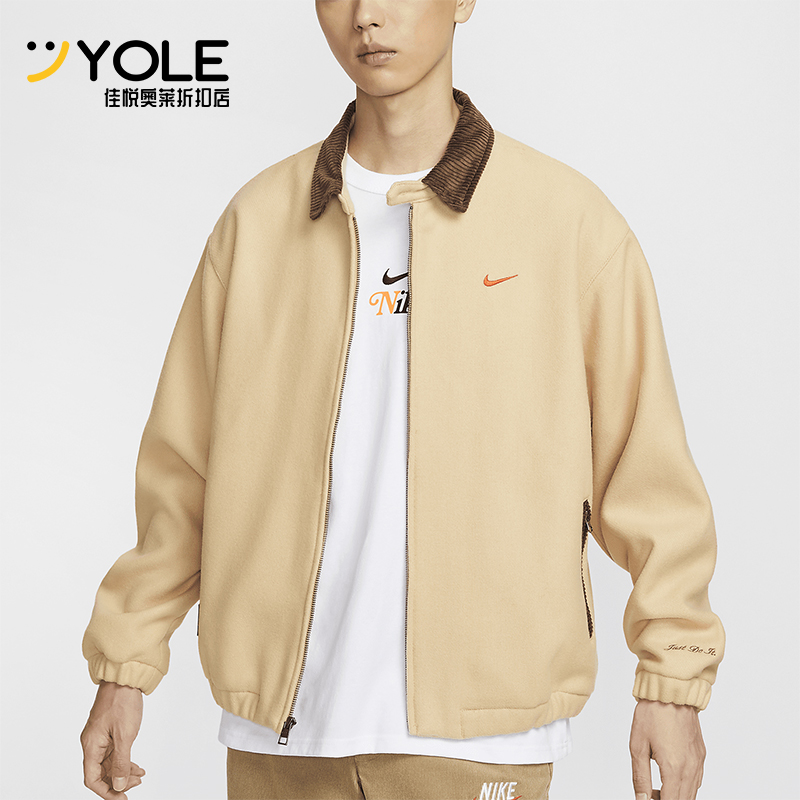 耐克男士梭织工装简约翻领夹克