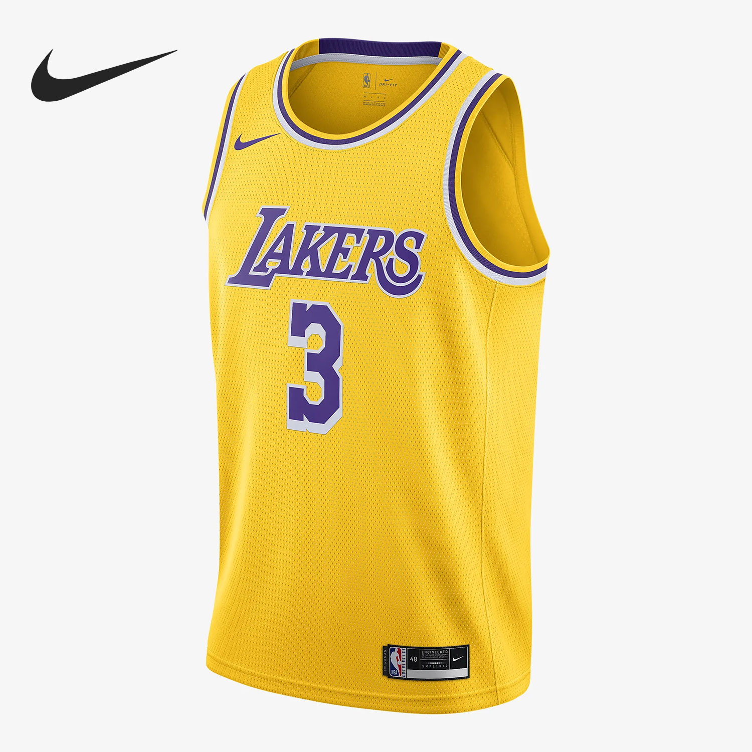 Nike/耐克正品新款男子矶湖人队3号篮球衣运动T恤CW3669-728