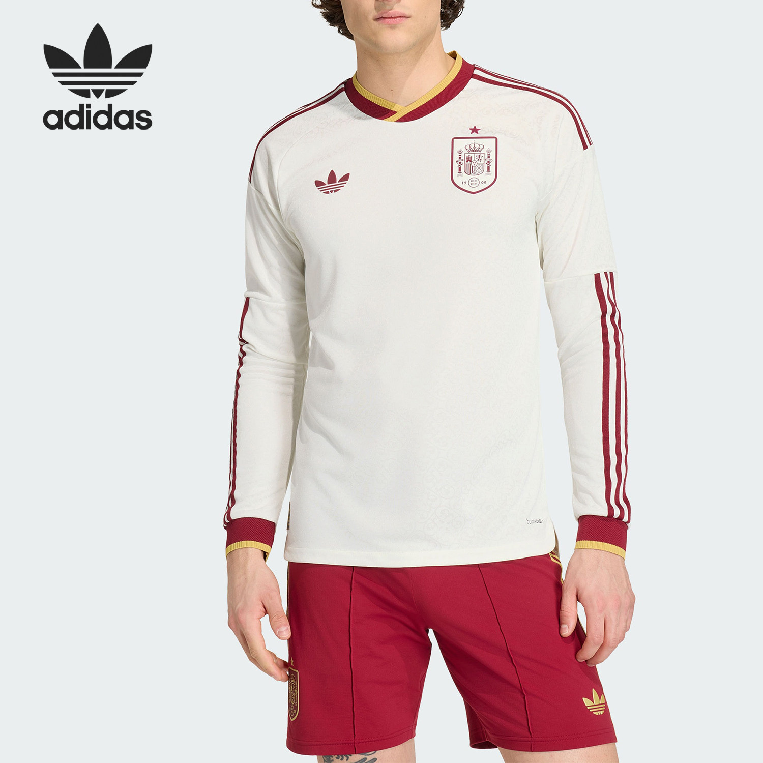 Adidas/阿迪达斯正品三叶草男士复古足球球衣舒适长袖T恤KA1957