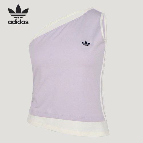 Adidas/阿迪达斯正品三叶草女士单肩运动无袖背心T恤KY5697