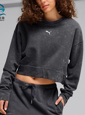 Puma/彪马正品休闲透气冬季女士复古做旧短款运动卫衣629053-69