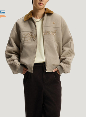 Adidas/阿迪达斯正品三叶草男士保暖新年款字母印花棉服KT0674