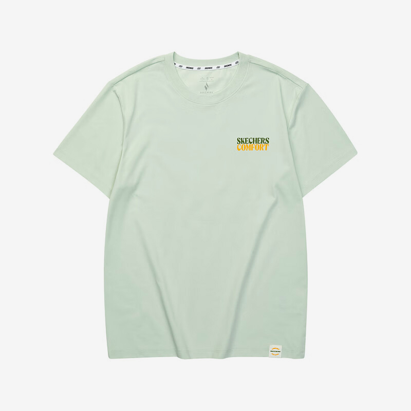 Skechers/斯凯奇正品2024男女同款针织透气印花休闲运动短袖