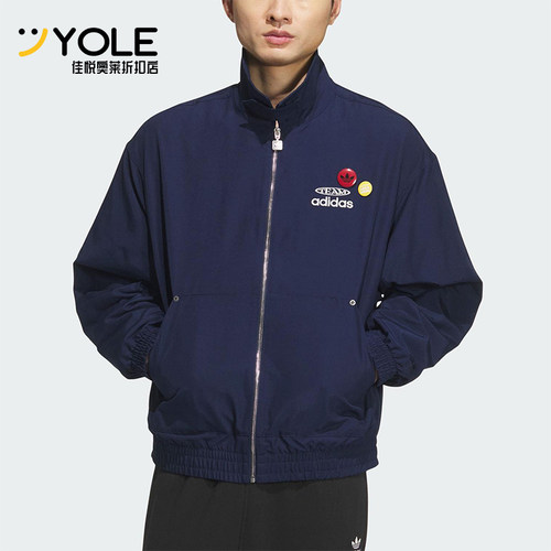 Adidas/阿迪达斯正品三叶草男士日常运动宽松翻领耐穿外套KC0135