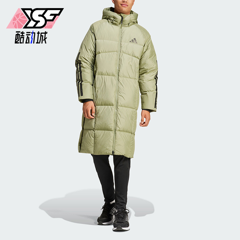 阿迪达斯男士保暖长款羽绒服