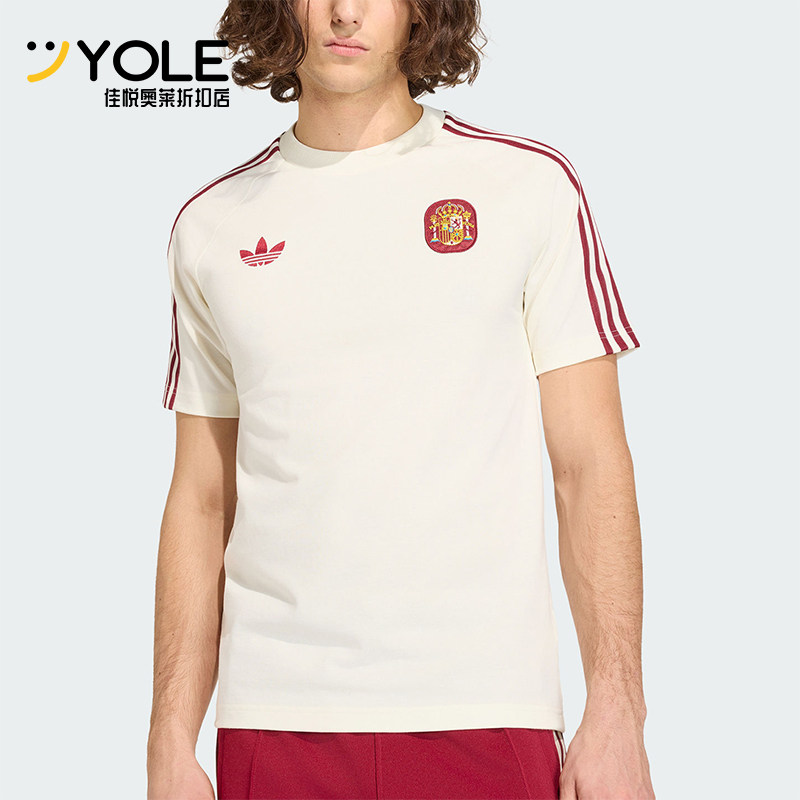 Adidas/阿迪达斯正品三叶草男士条纹修身针织圆领运动T恤JZ2256图片