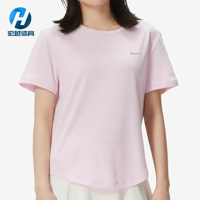 Nike/耐克正品TEMPO新款女浅粉色跑步训练经典短袖T恤HQ0649-663