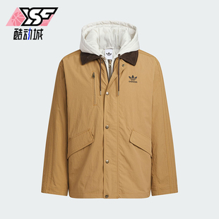 Adidas/阿迪达斯正品三叶草男士休闲连帽保暖二合一棉服KW1241