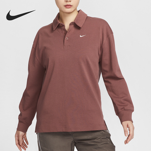 耐克正品 女士复古透气长袖 Nike 运动休闲新款 218 POLO衫 FZ5814