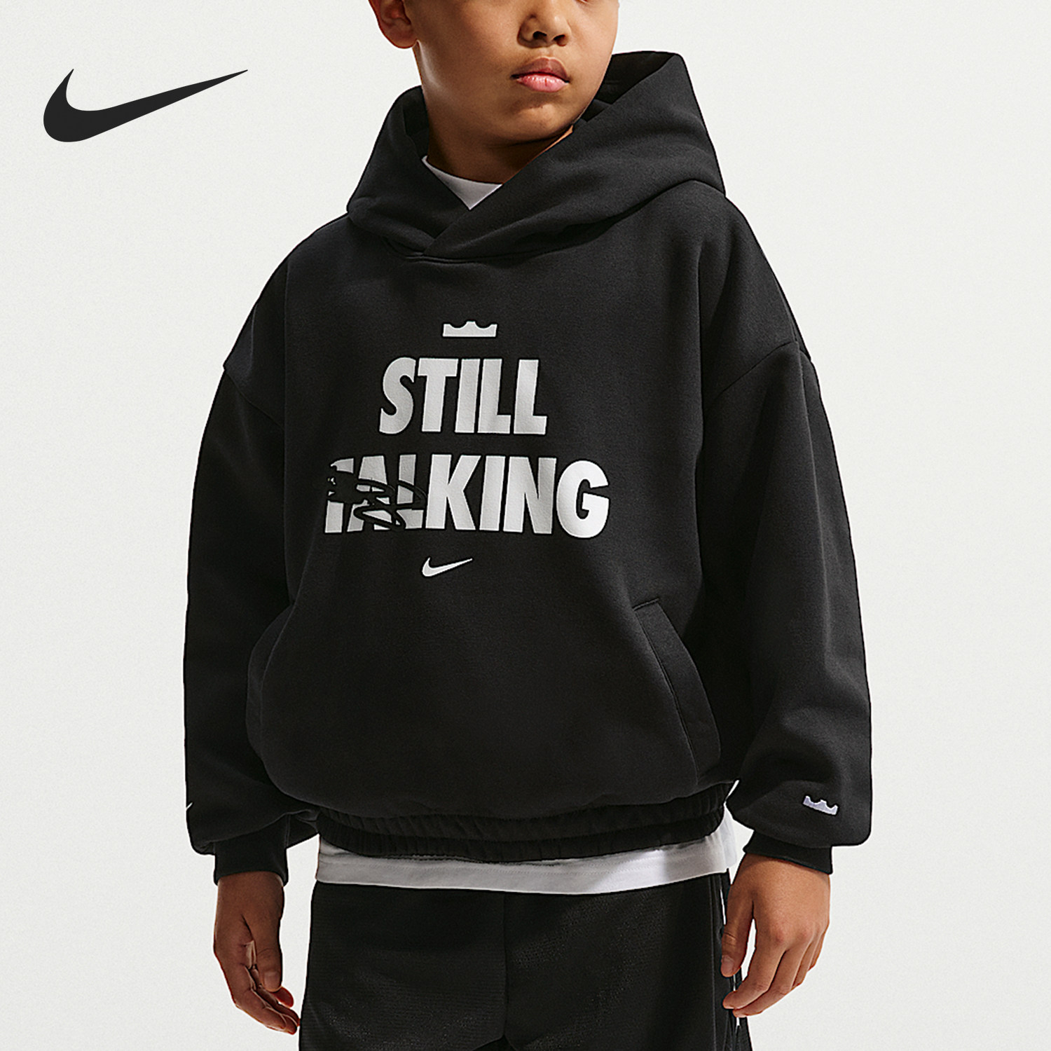 Nike/耐克正品秋冬大童运动加绒篮球套头长袖经典卫衣IQ0269-010