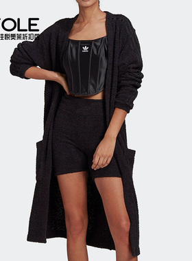 Adidas/阿迪达斯正品三叶草女子长款宽松休闲优雅针织外套 H18832