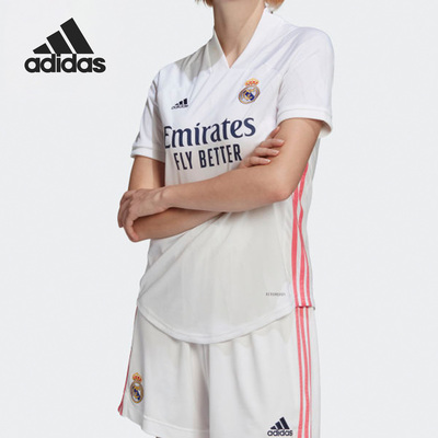 Adidas/阿迪达斯正品20-21赛季皇马主场女子球衣足球T恤 FQ7483