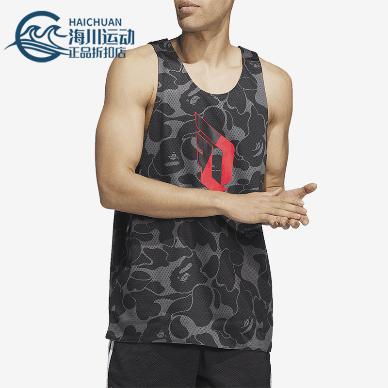 Adidas/阿迪达斯正品Bape男士双面篮球休闲训练无袖背心 JF1154