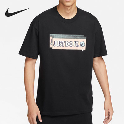Nike/耐克正品卡通JUST DOIT字母圆领男子运动短袖FD1301-010