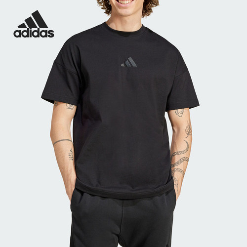 Adidas/阿迪达斯正品新款男士针织宽松休闲运动短袖T恤IX1262