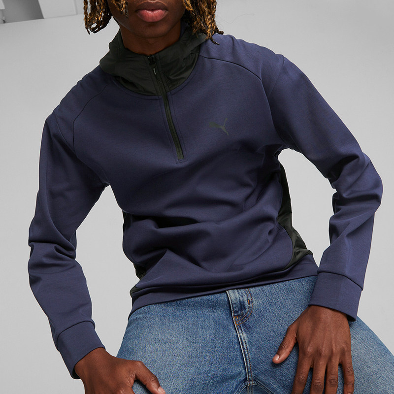 Puma/彪马正品2024新款男女户外连帽半拉链针织休闲时尚卫衣