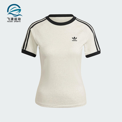 Adidas/阿迪达斯正品三叶草女士印花圆领经典套头修身短袖IR8104