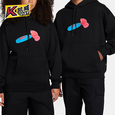 Nike/耐克正品新款男女潮流印花加绒保暖连帽套头卫衣FQ2193-010