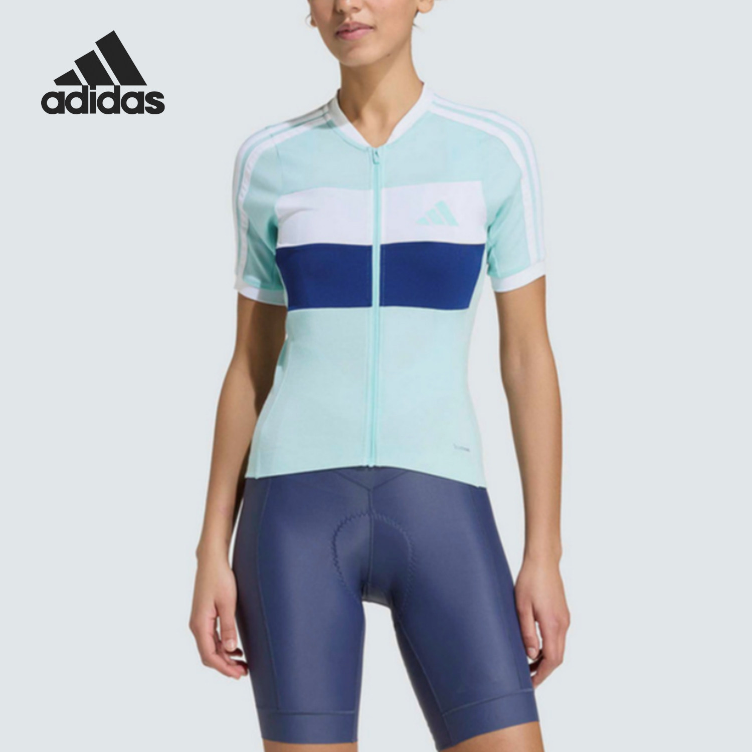 Adidas/阿迪达斯正品比赛立领风骑行服女经典休闲舒适短袖KB9577