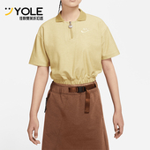 耐克正品 运动女士翻领复古透气短款 短袖 Nike T恤DM6465 769