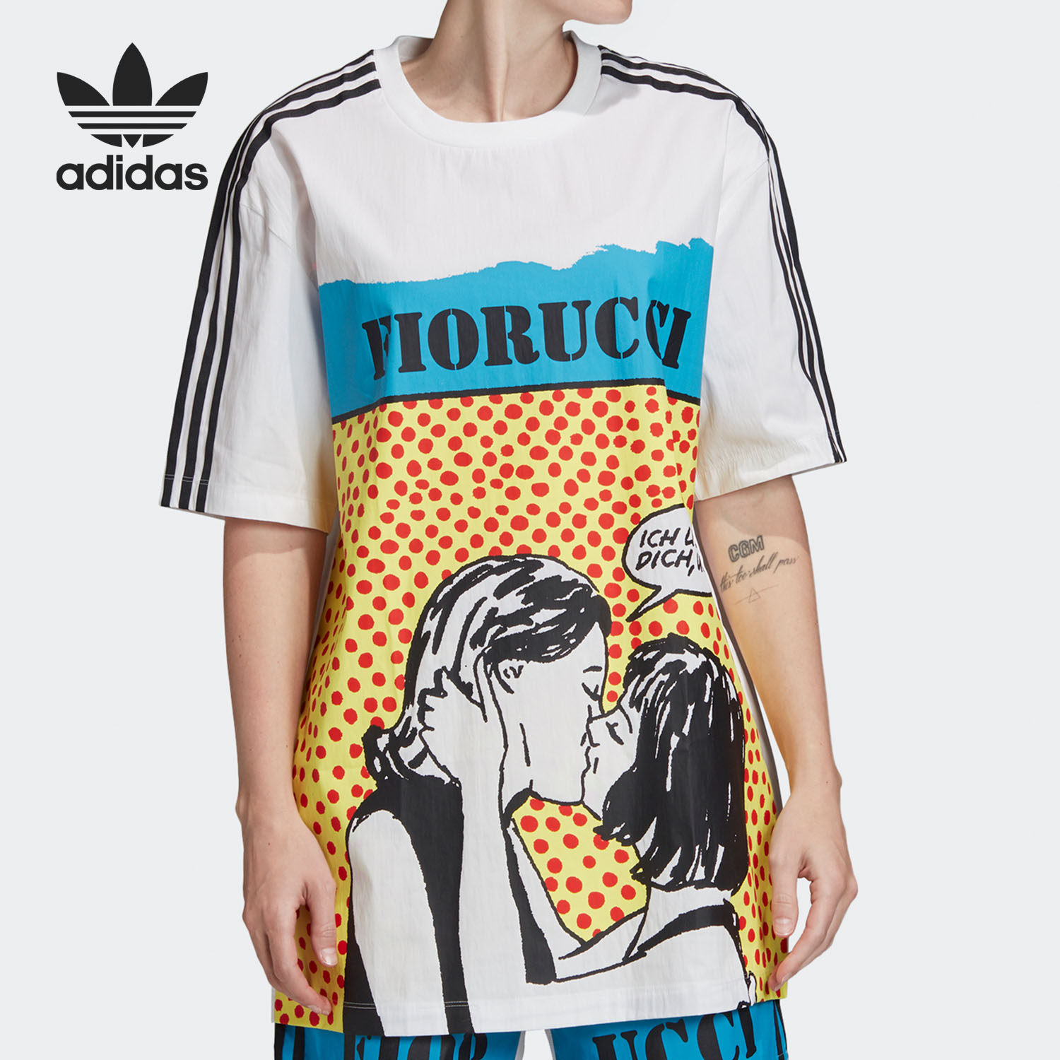 Adidas/阿迪达斯正品三叶草GRAPHIC T-SHIRT女运动短袖T恤FL4146