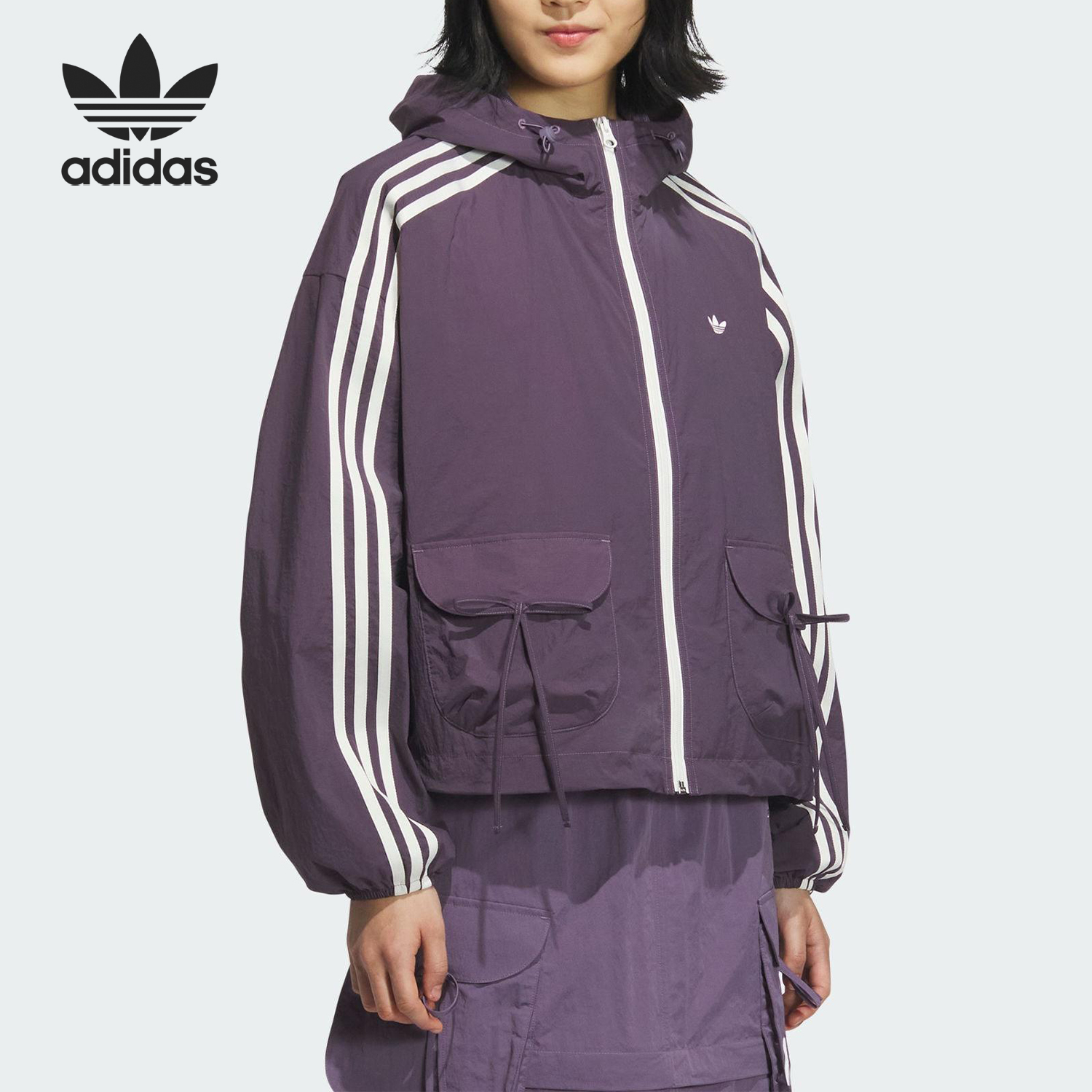 Adidas/阿迪达斯正品三叶草女士经典短款透气工装运动外套KB8965