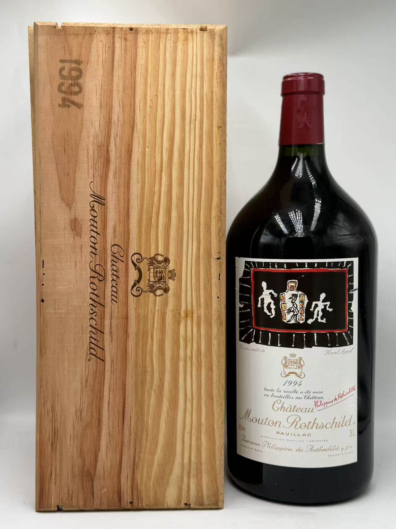1994年正牌干红葡萄酒法国木盒装3升装收藏品