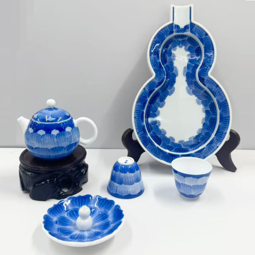 景德镇青花瓷手工茶具烟灰缸套装